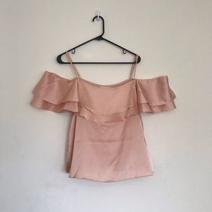 Satin Pink off the shoulders top